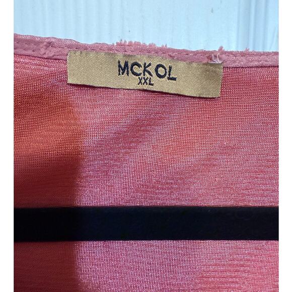 MCKOL XXL Blouse Dusty Pink – Floral Sheer Lace Boho Romantic Tunic Top - Picture 2 of 6